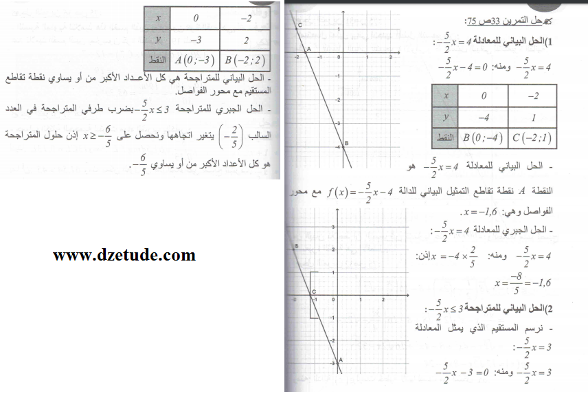 حل تمرين 33 صفحة 75 رياضيات السنة الرابعة متوسط - الجيل الثاني
