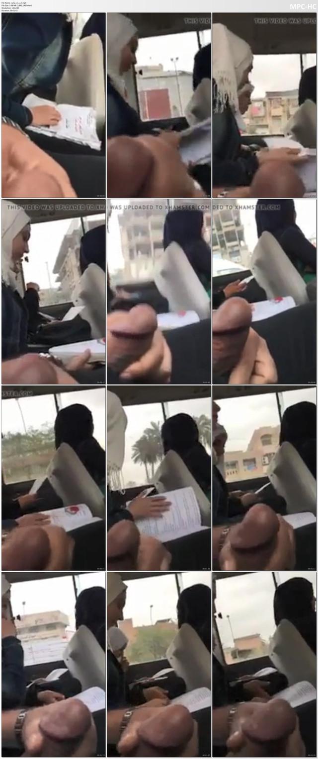 مصري طالب في ثانوي هايج رايح الامتحان مع بنات في باص مطلع زبه ليهم 